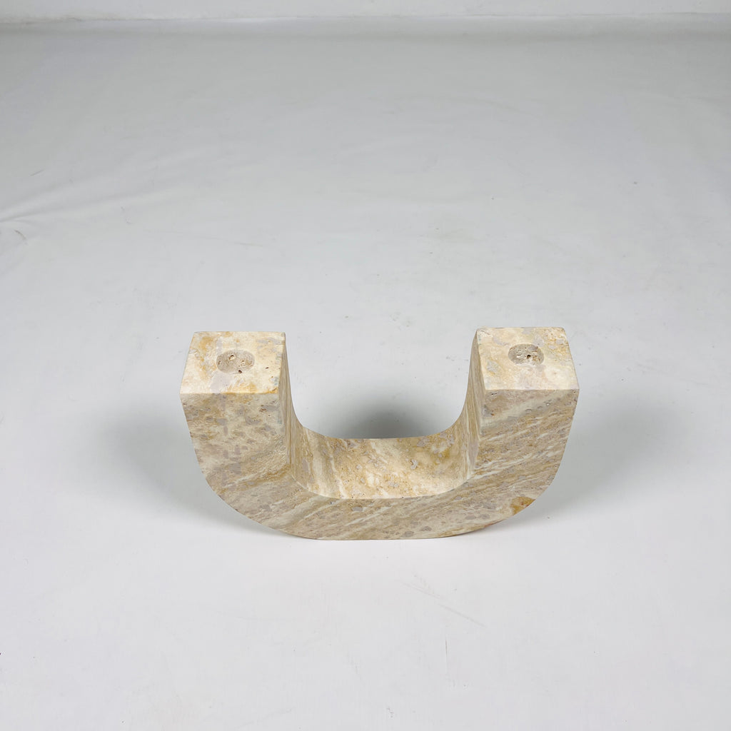 U-Shaped Travertine Candle Stand