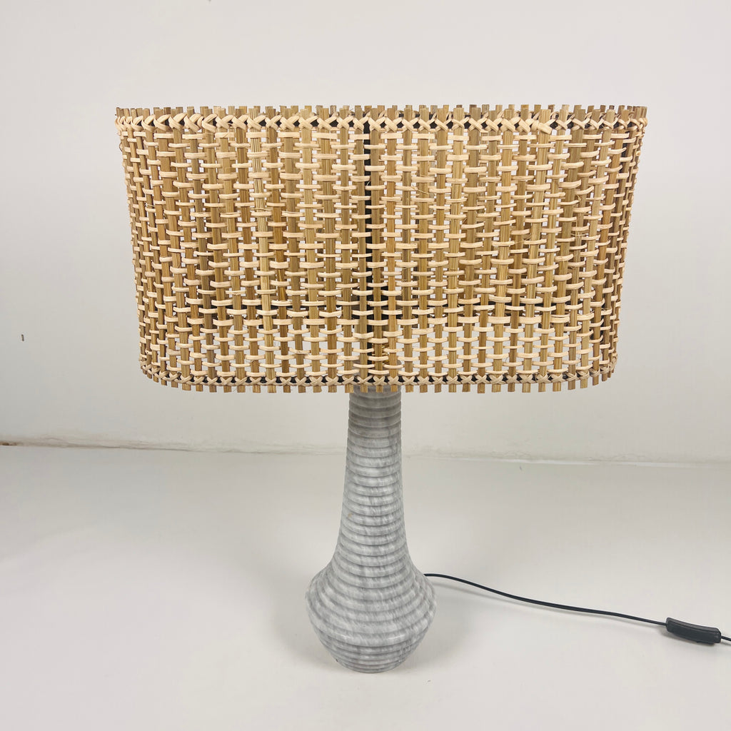 Ringed Bulged Bottom Grey Table Lamp