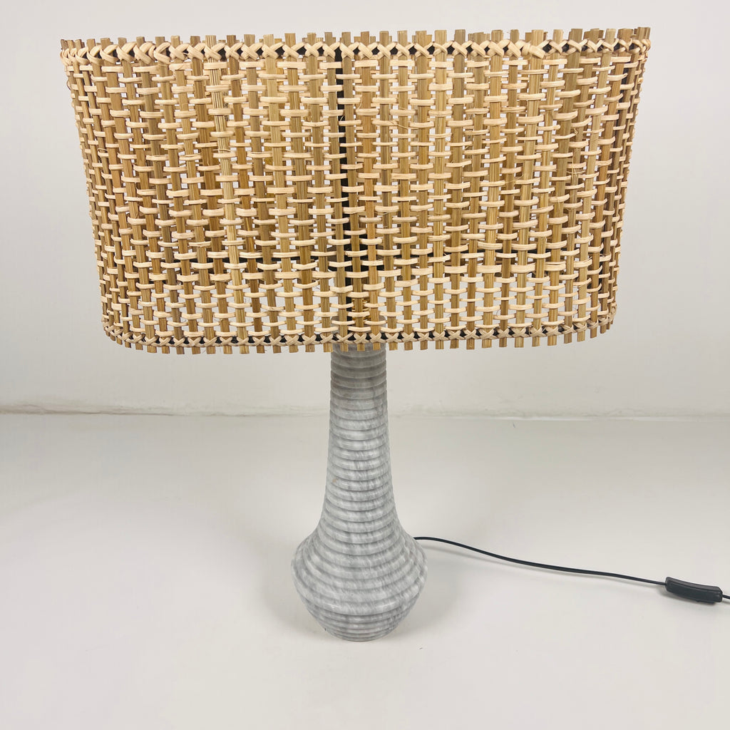 Ringed Bulged Bottom Grey Table Lamp