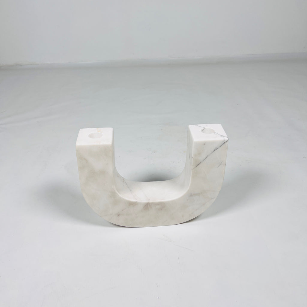 U-Shaped White Marble Candle Stand