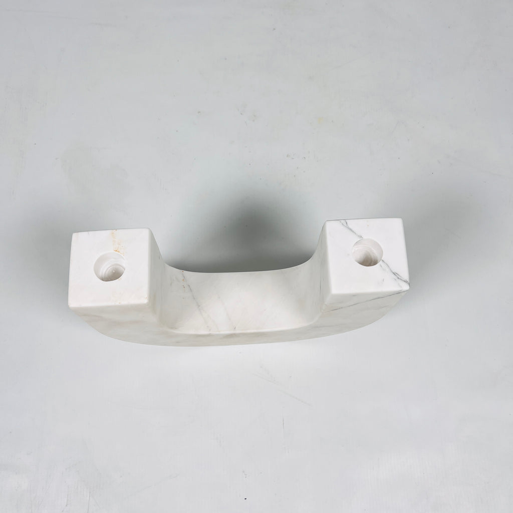 U-Shaped White Marble Candle Stand