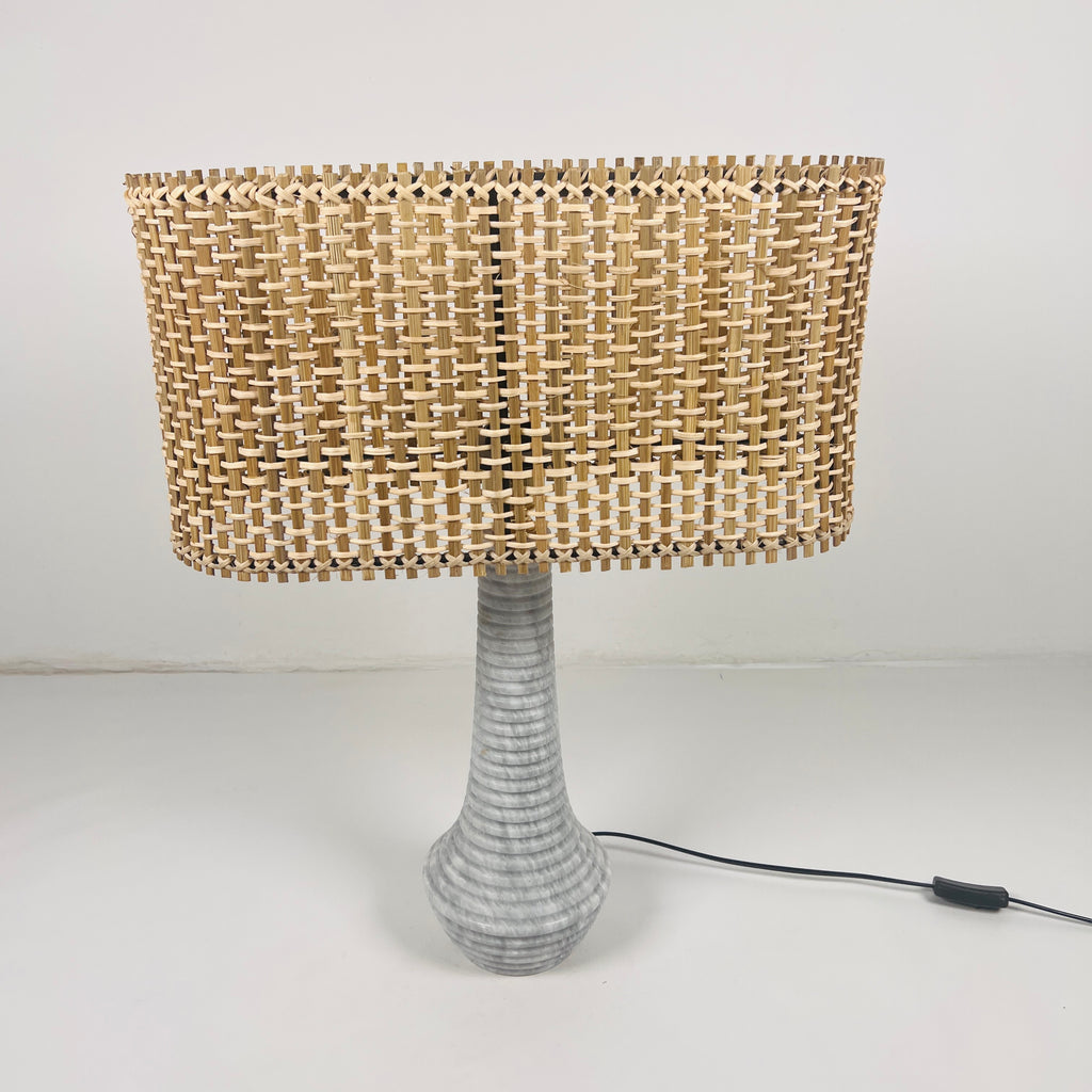 Ringed Bulged Bottom Grey Table Lamp