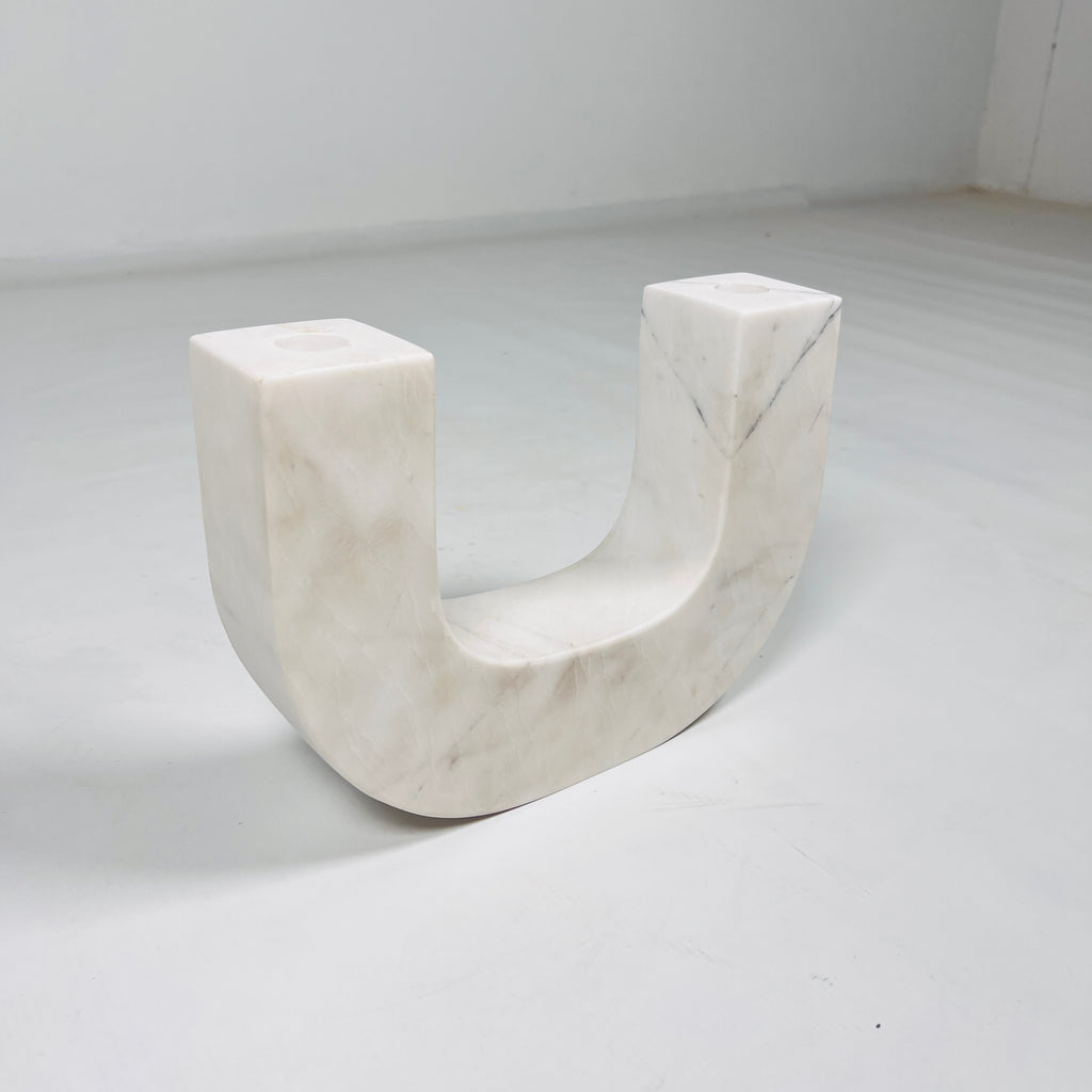 U-Shaped White Marble Candle Stand