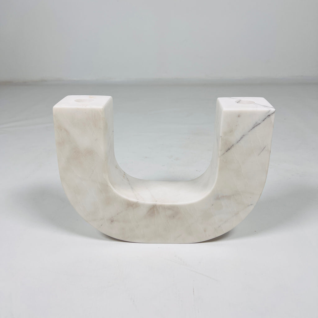 U-Shaped White Marble Candle Stand