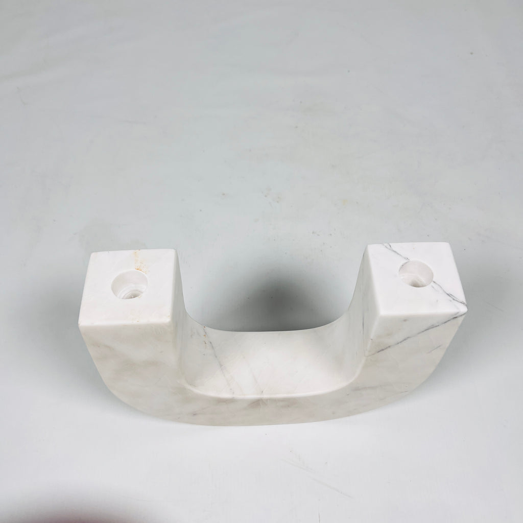 U-Shaped White Marble Candle Stand