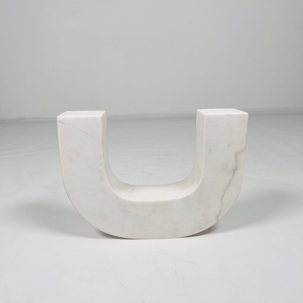 U-Shaped White Marble Candle Stand