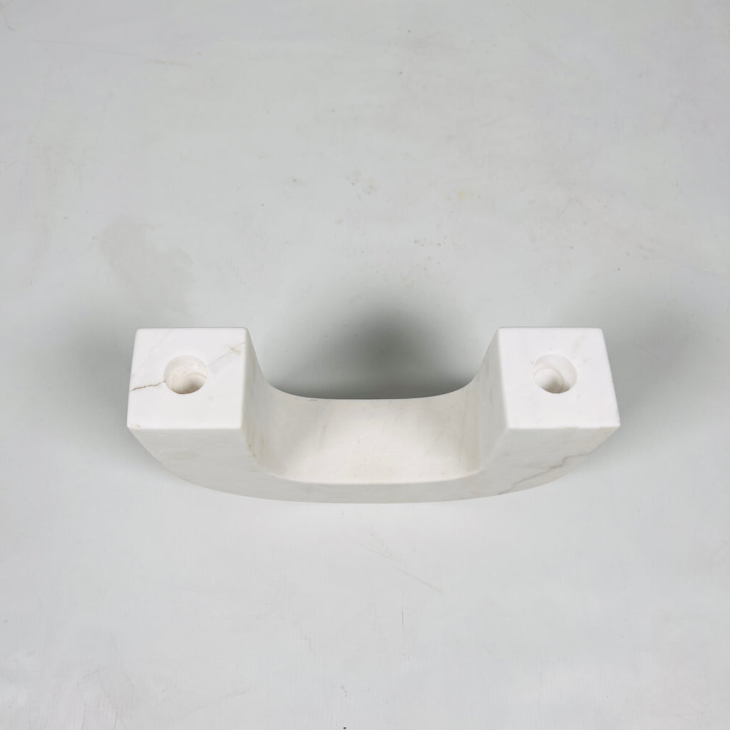 U-Shaped White Marble Candle Stand