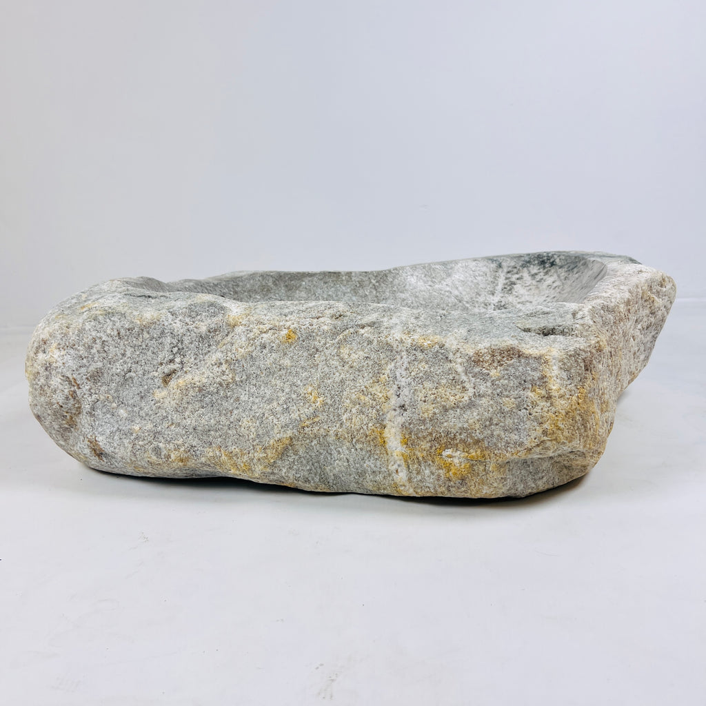 Heart Shaped Grey Streaked River Stone Sink