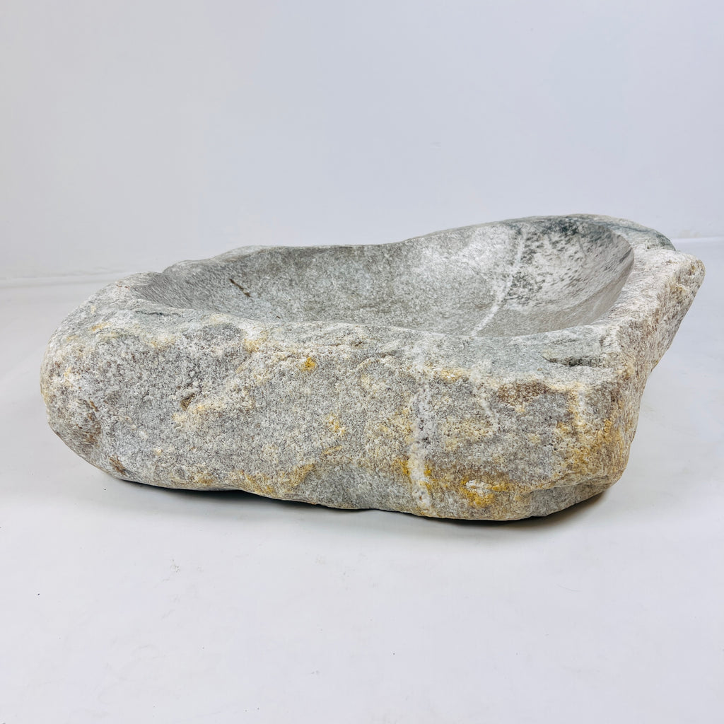 Heart Shaped Grey Streaked River Stone Sink