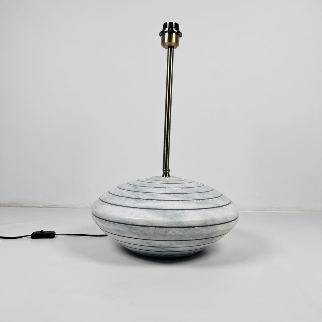 White and Black Lined Resort Table Lamp