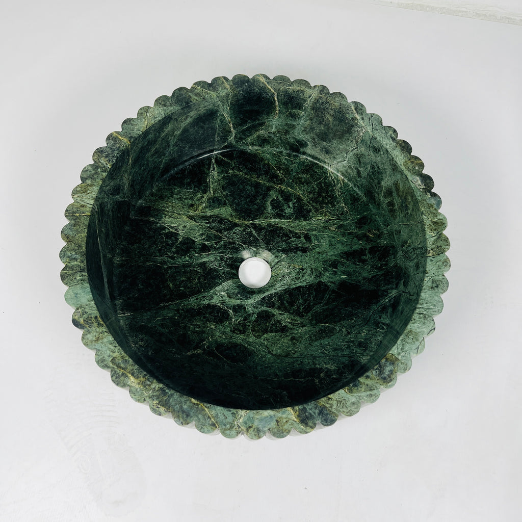 Verdant Draped Stone Basin