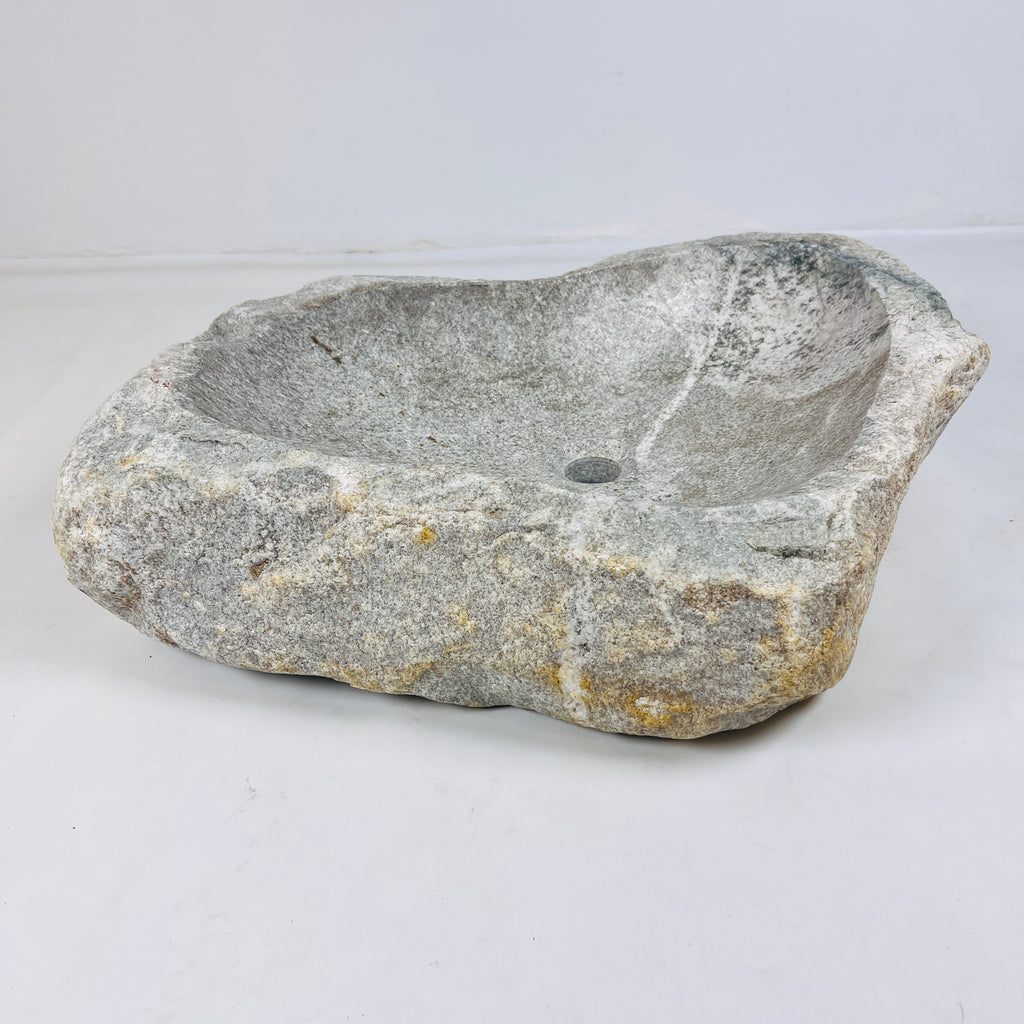 Heart Shaped Grey Streaked River Stone Sink