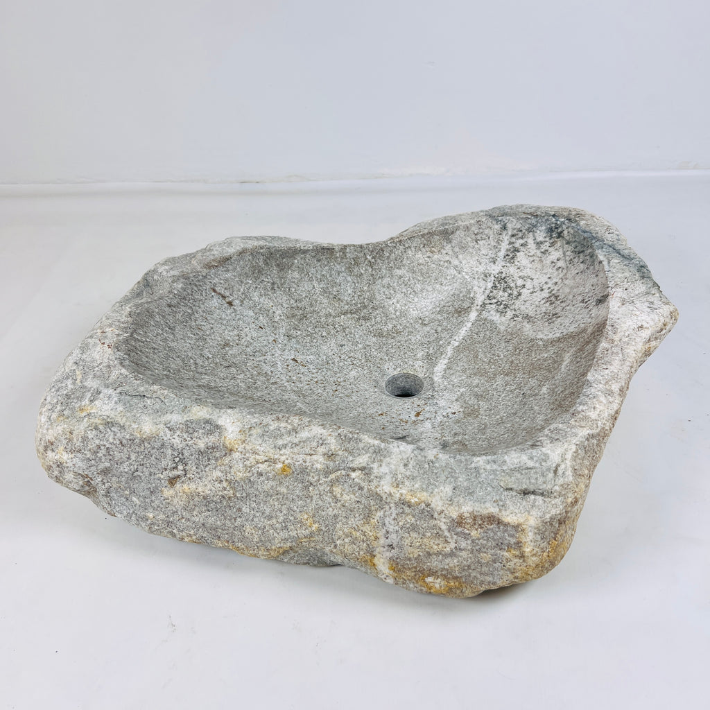 Heart Shaped Grey Streaked River Stone Sink