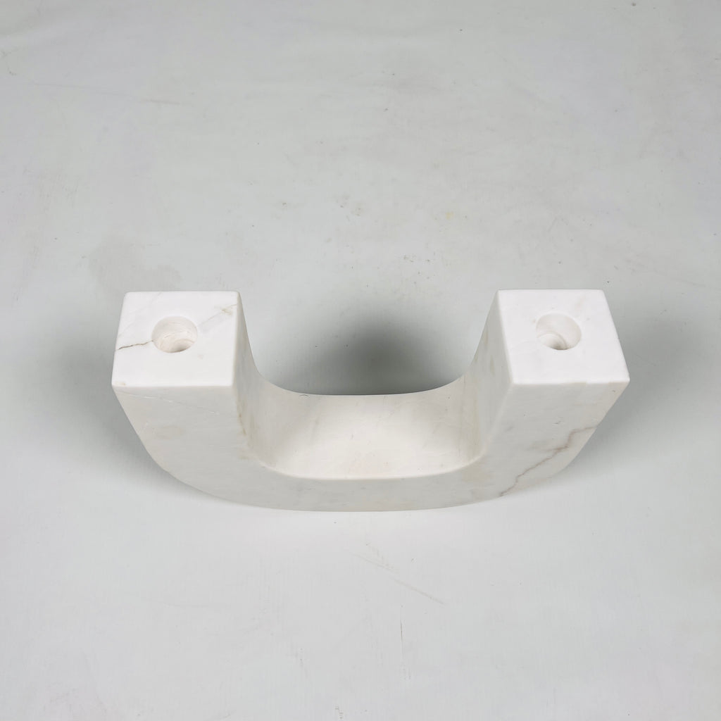 U-Shaped White Marble Candle Stand