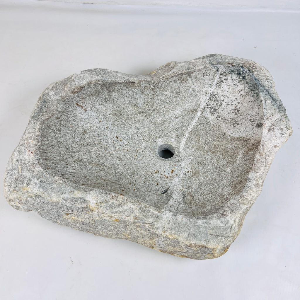 Heart Shaped Grey Streaked River Stone Sink