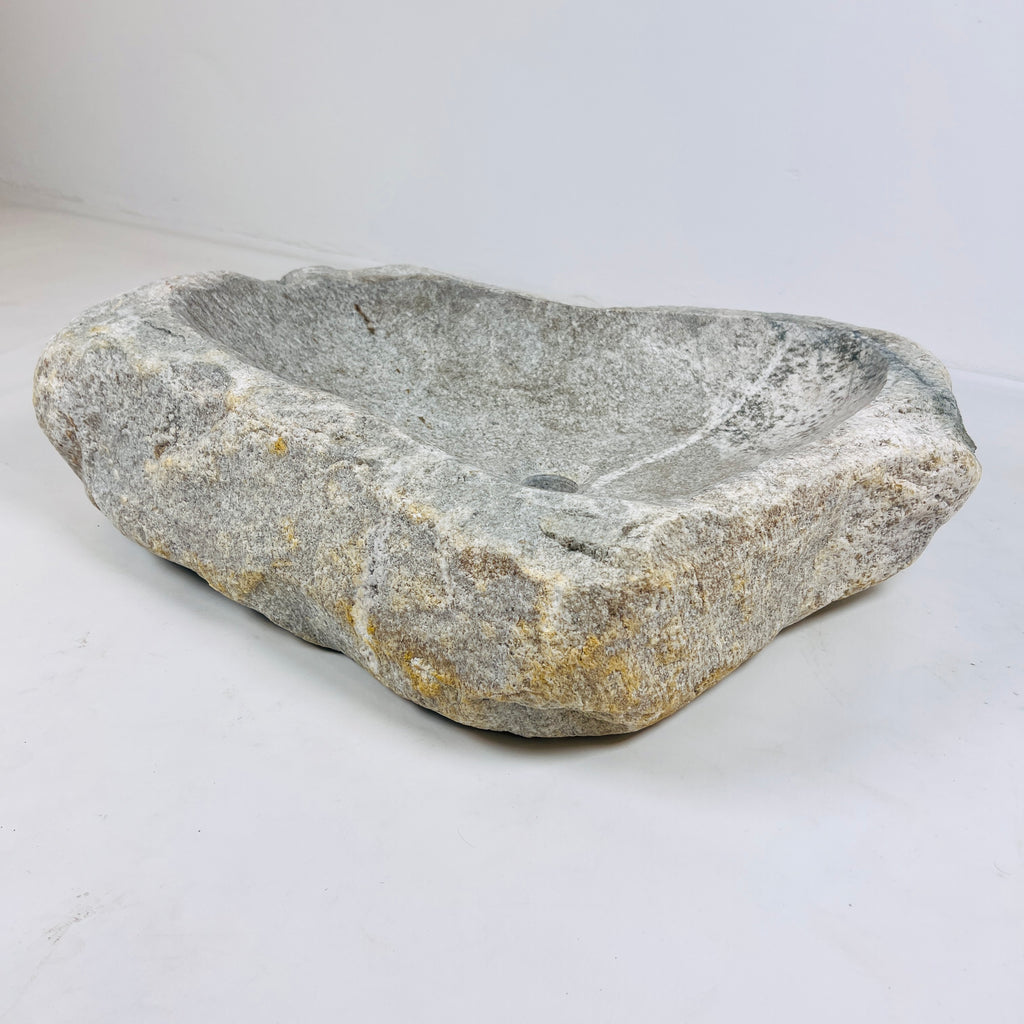 Heart Shaped Grey Streaked River Stone Sink