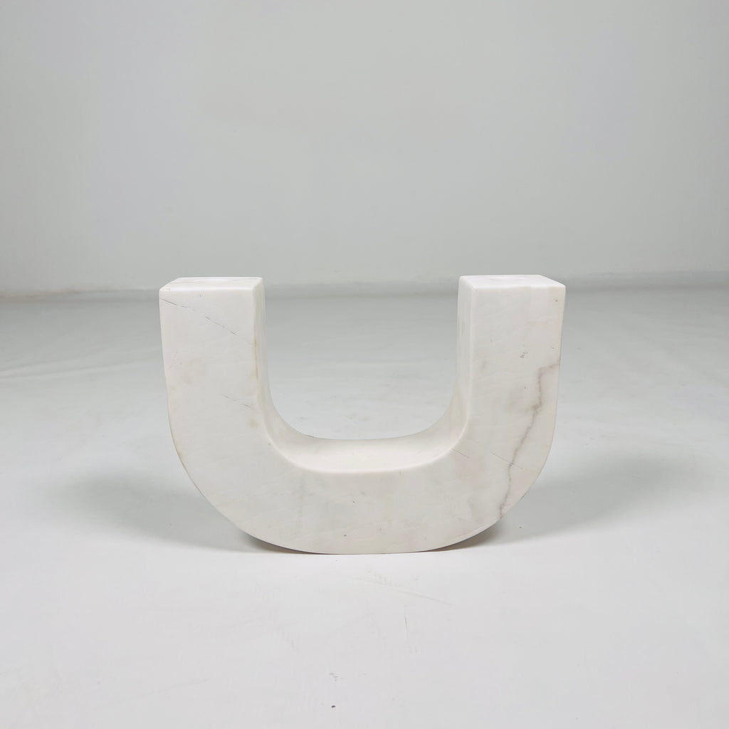 U-Shaped White Marble Candle Stand