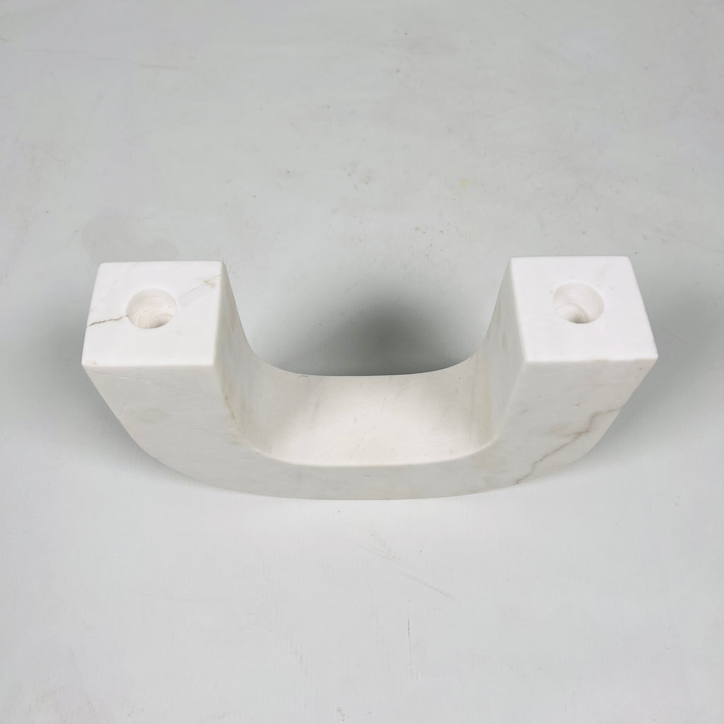 U-Shaped White Marble Candle Stand