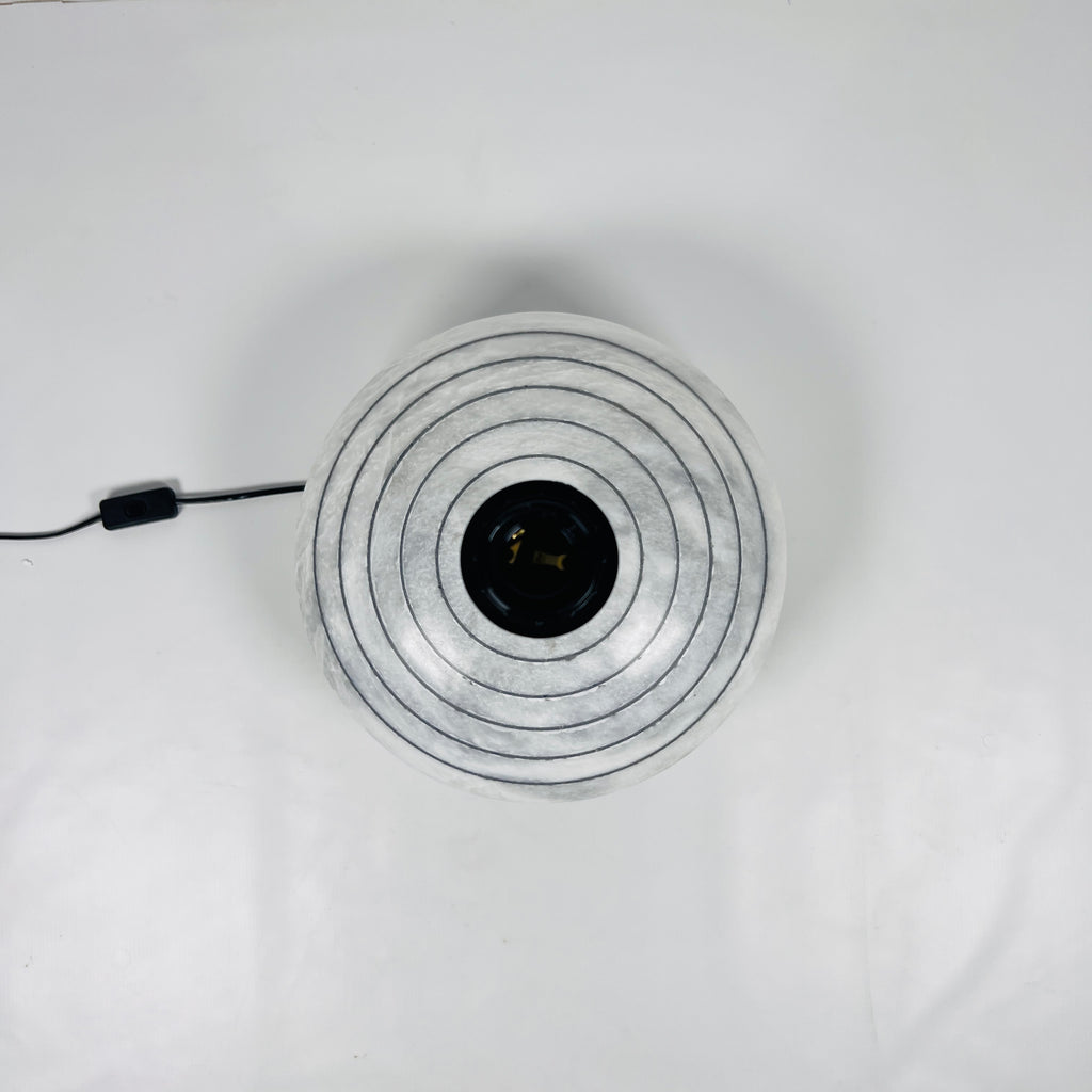 White and Black Lined Resort Table Lamp