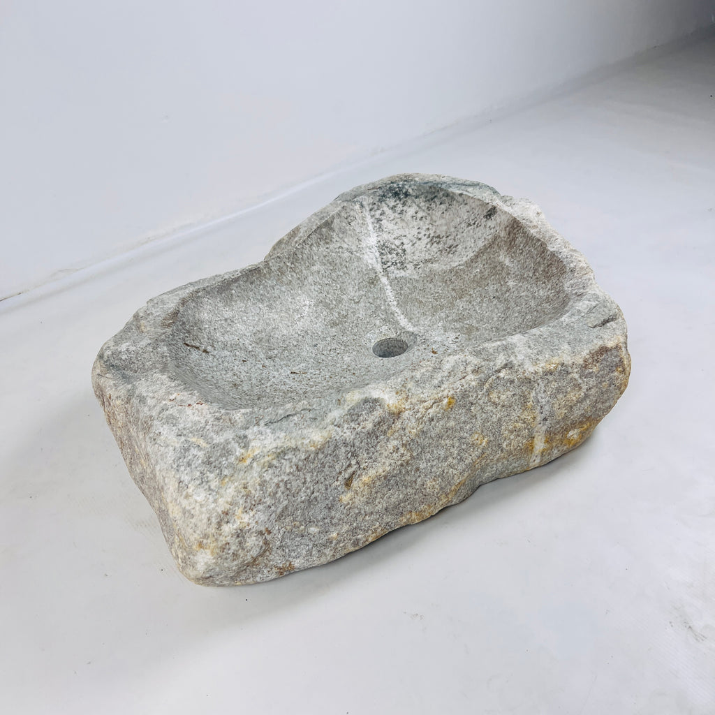 Heart Shaped Grey Streaked River Stone Sink