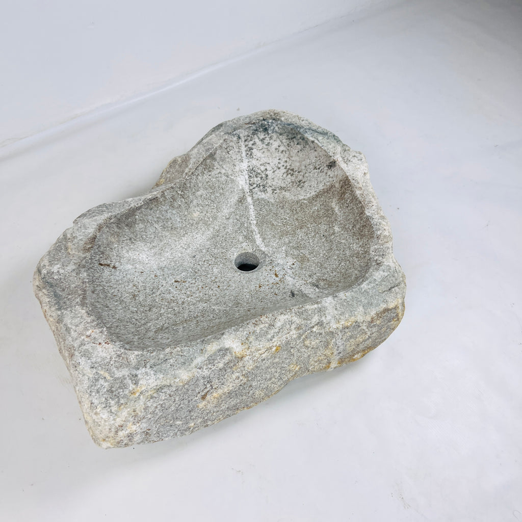 Heart Shaped Grey Streaked River Stone Sink