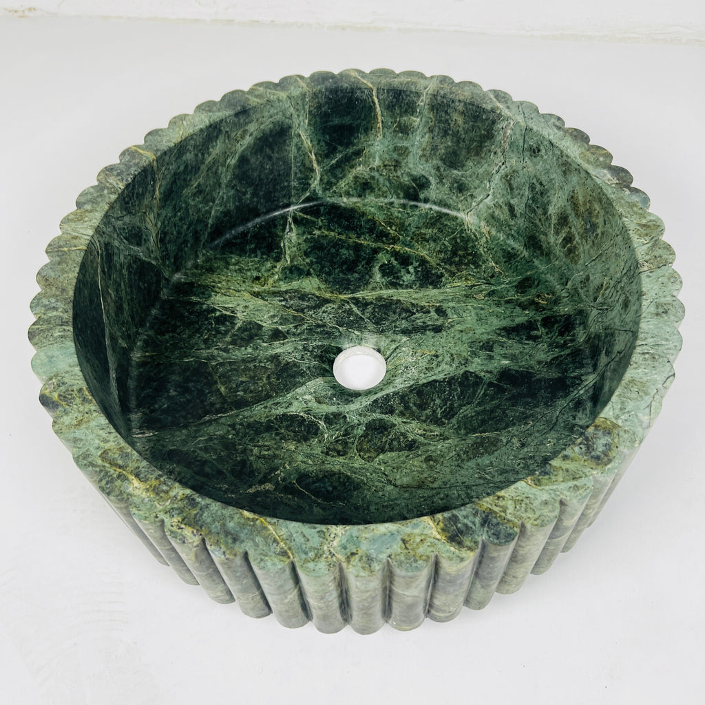 Verdant Draped Stone Basin