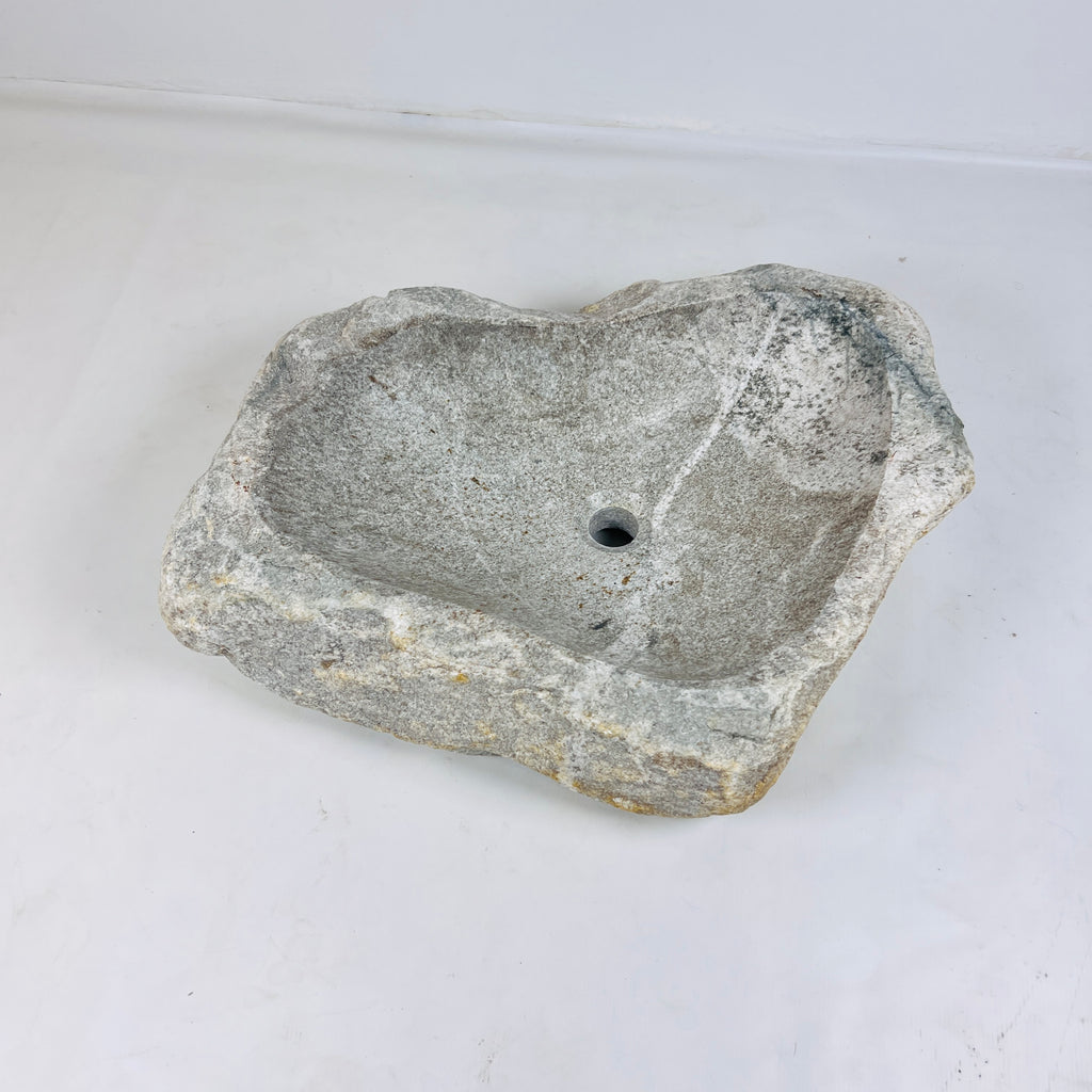 Heart Shaped Grey Streaked River Stone Sink