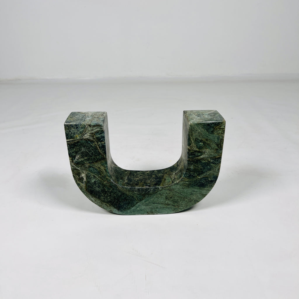 U-Shaped Green Marble Candle Stand