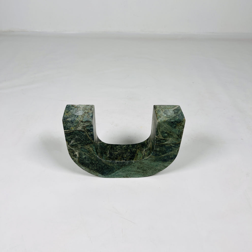 U-Shaped Green Marble Candle Stand