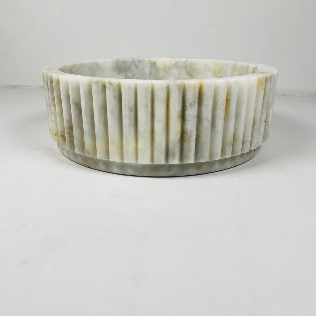 Ivory Draped Stone Basin