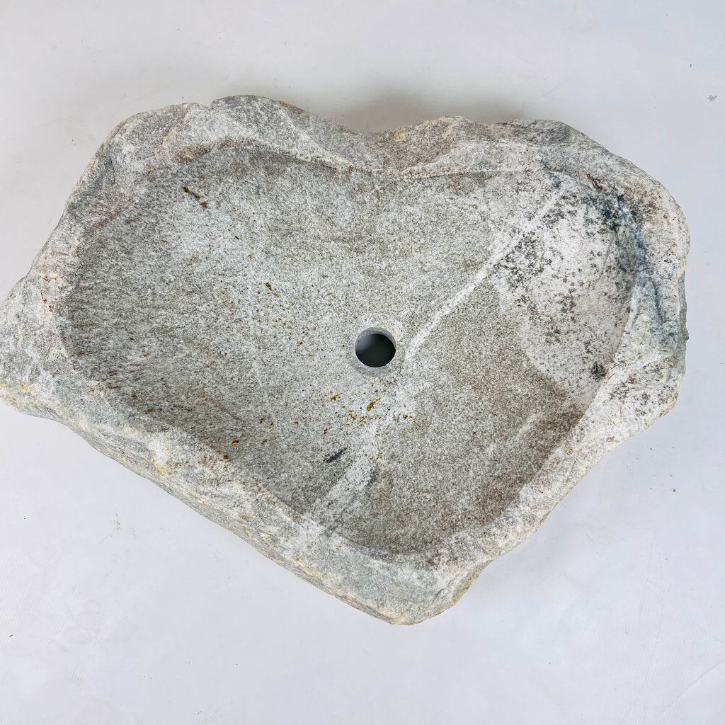 Heart Shaped Grey Streaked River Stone Sink