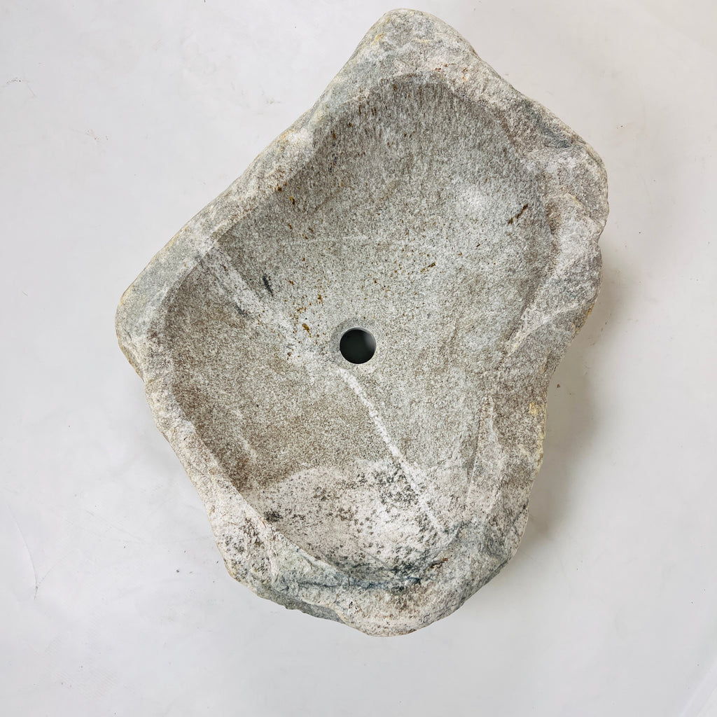 Heart Shaped Grey Streaked River Stone Sink