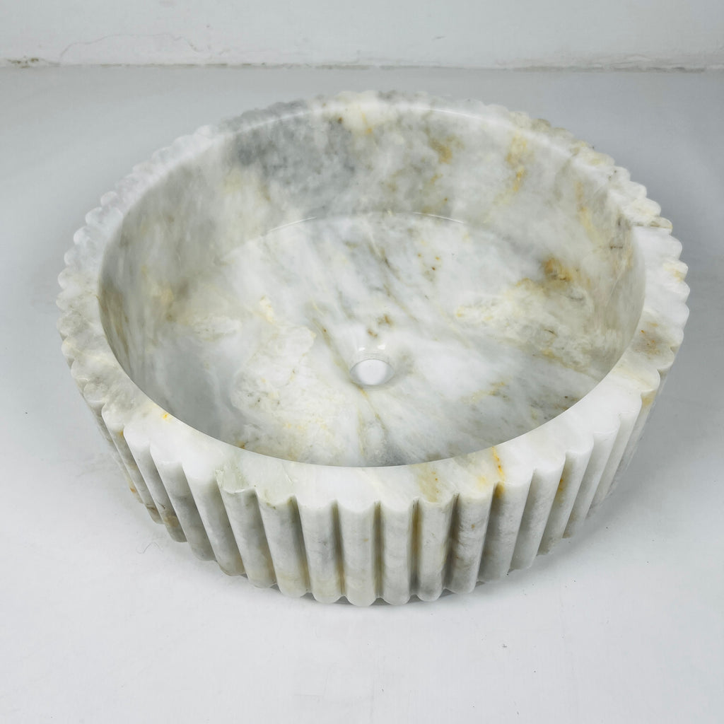 Ivory Draped Stone Basin