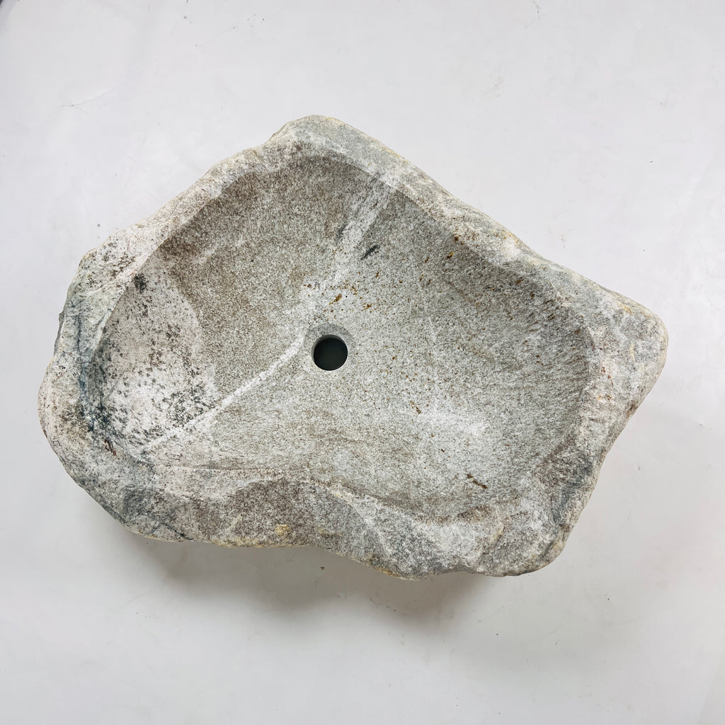 Heart Shaped Grey Streaked River Stone Sink