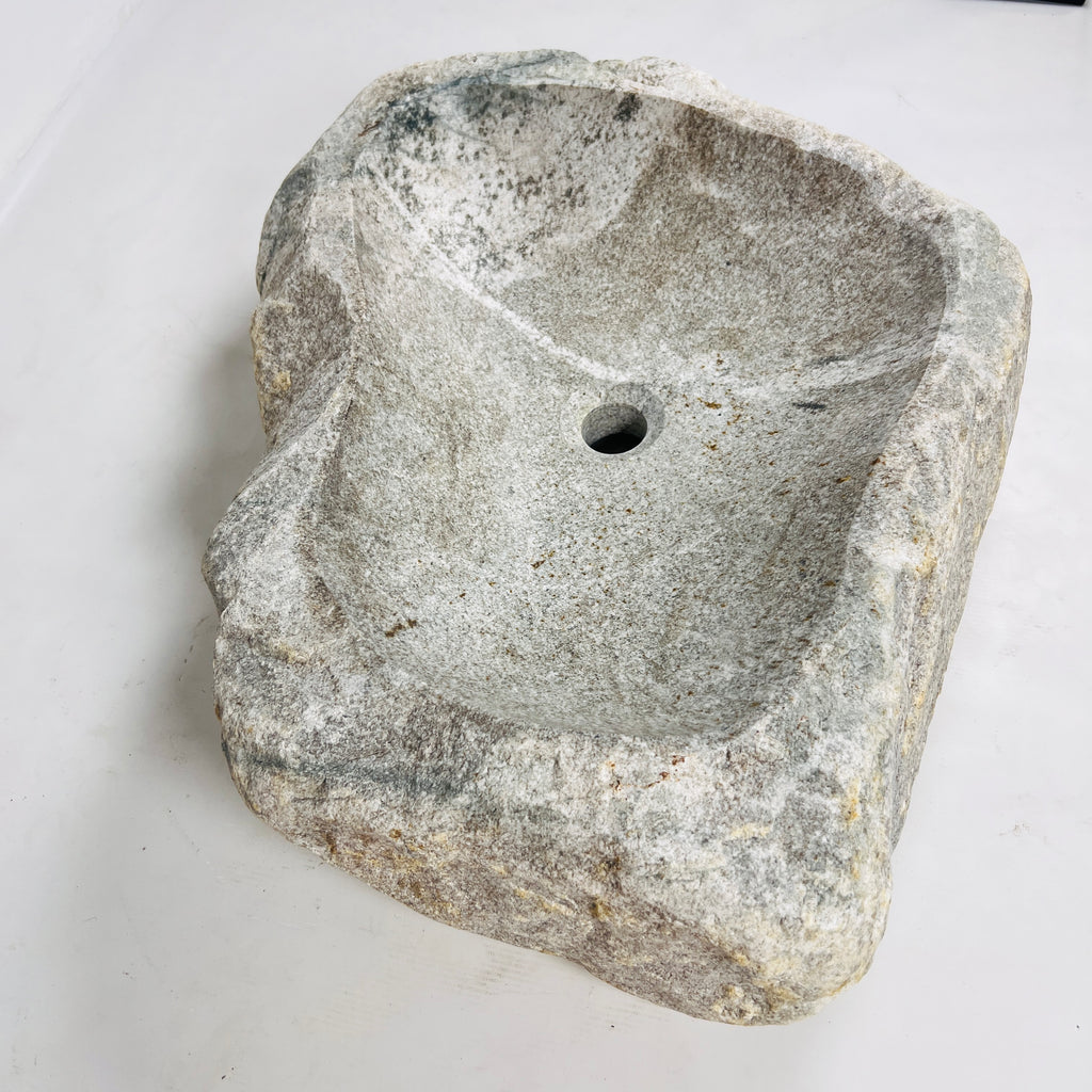 Heart Shaped Grey Streaked River Stone Sink