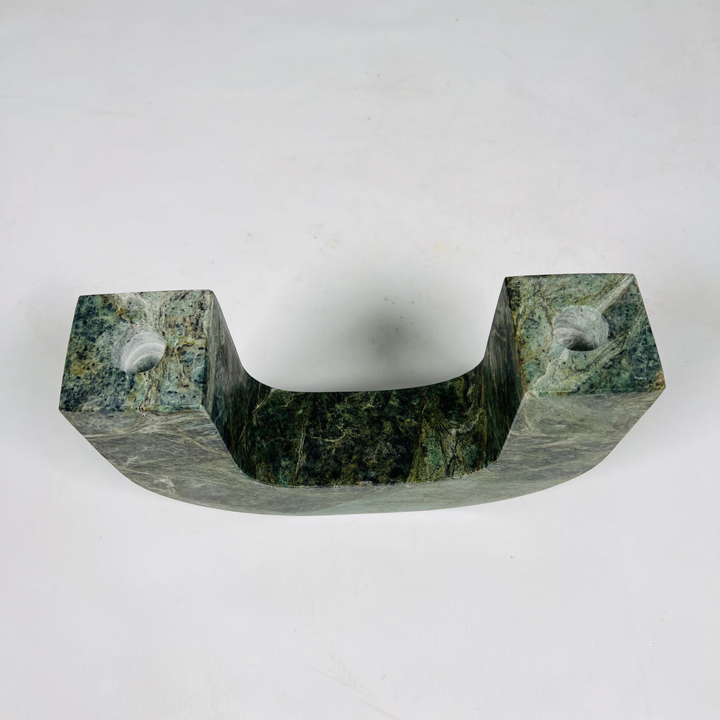 U-Shaped Green Marble Candle Stand