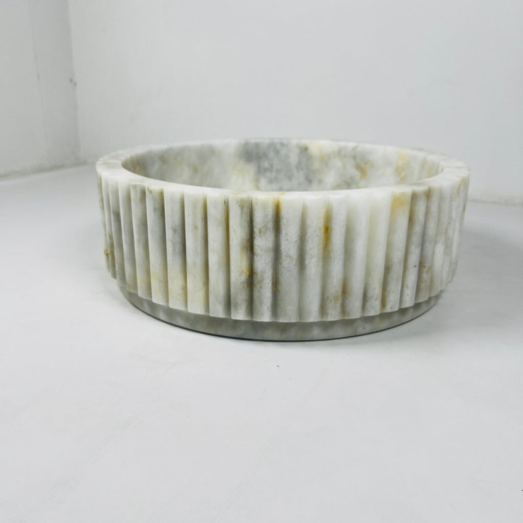 Ivory Draped Stone Basin