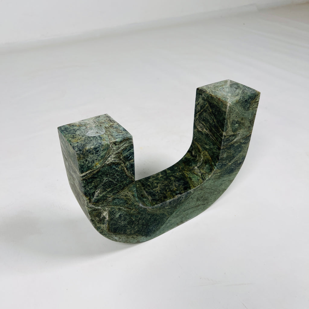 U-Shaped Green Marble Candle Stand