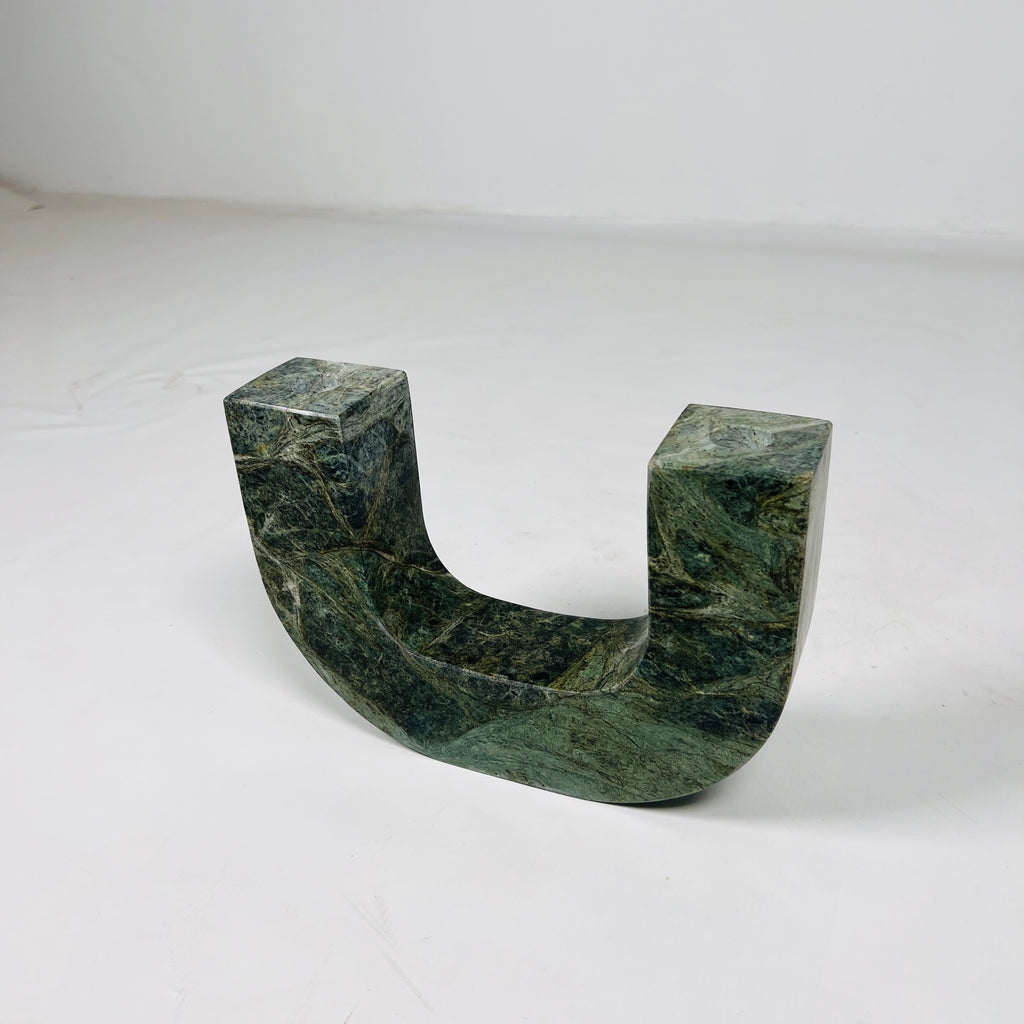 U-Shaped Green Marble Candle Stand