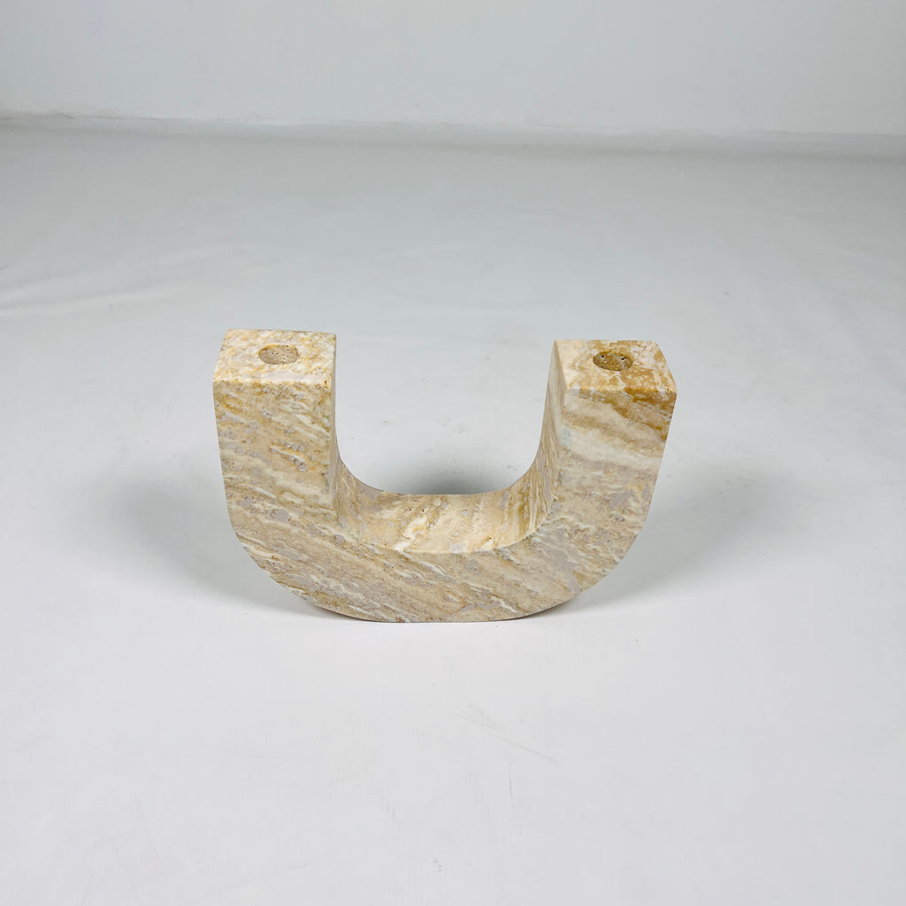 U-Shaped Travertine Candle Stand