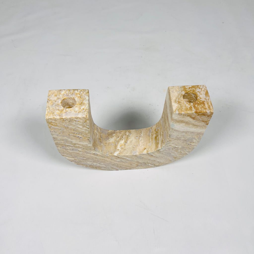 U-Shaped Travertine Candle Stand