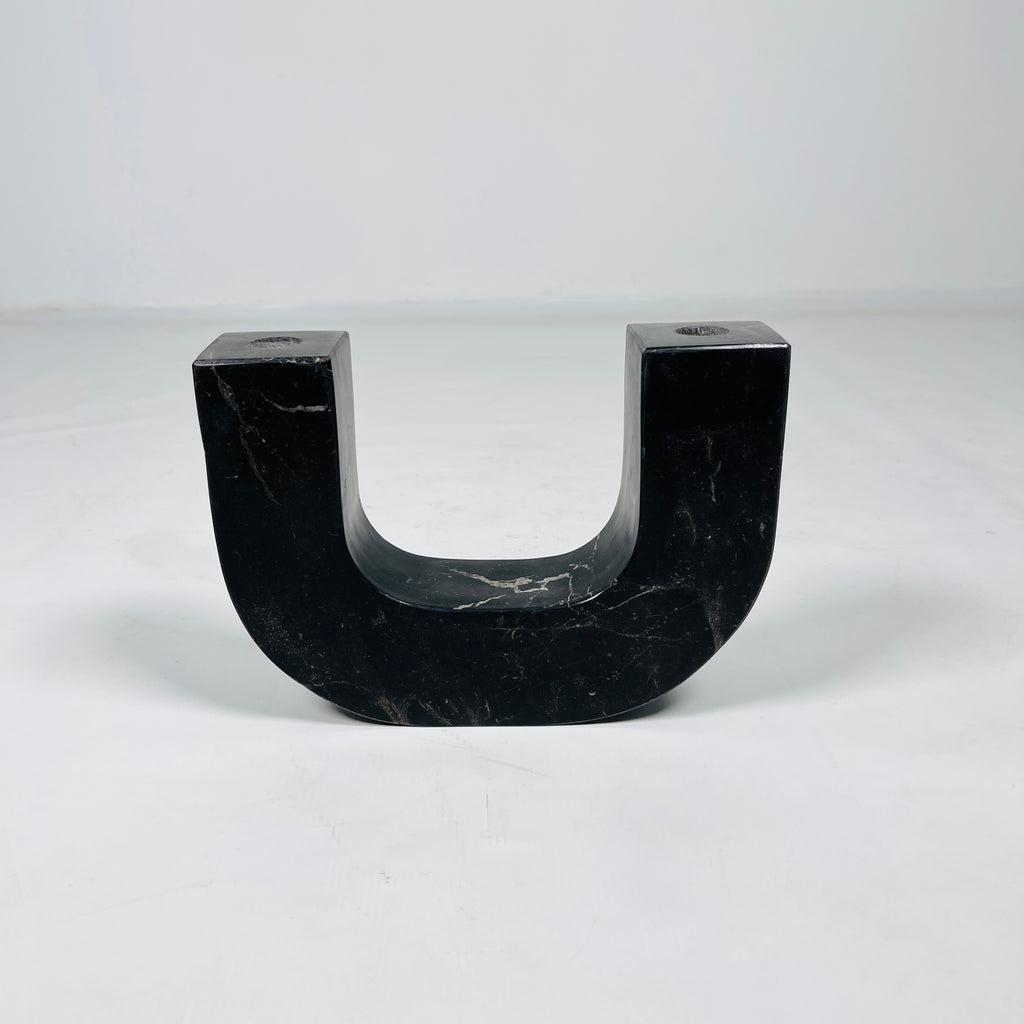 U-Shaped Black Marble Candle Stand