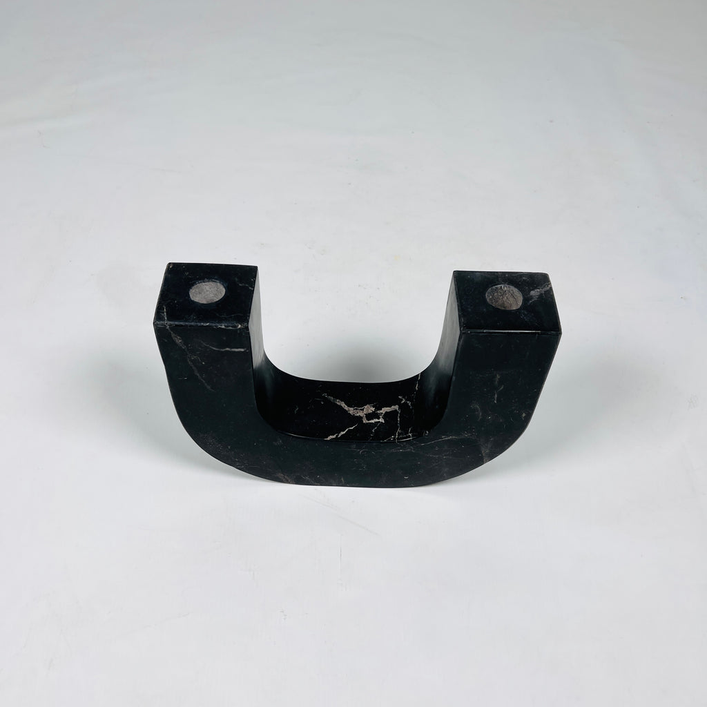 U-Shaped Black Marble Candle Stand