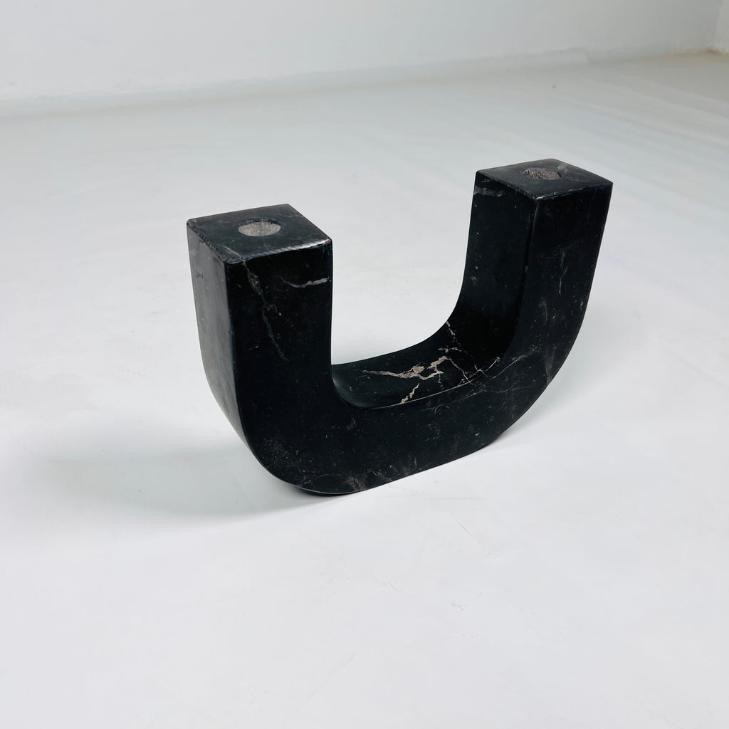 U-Shaped Black Marble Candle Stand