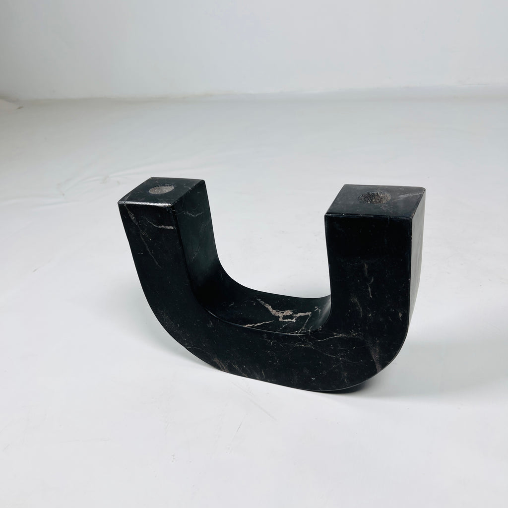 U-Shaped Black Marble Candle Stand