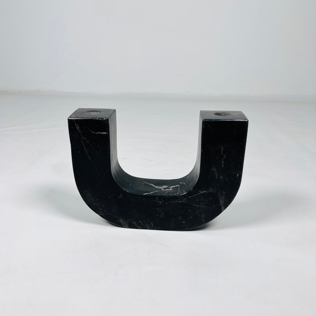 U-Shaped Black Marble Candle Stand