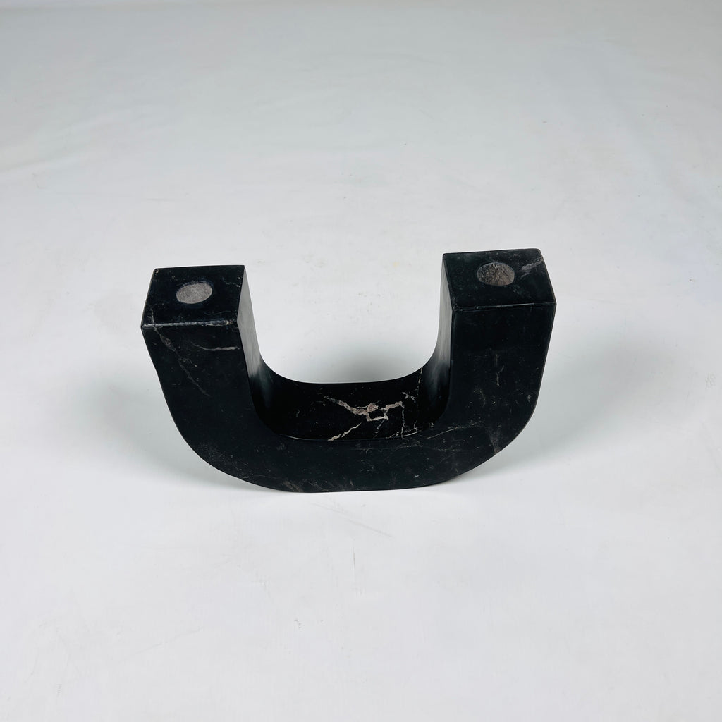 U-Shaped Black Marble Candle Stand