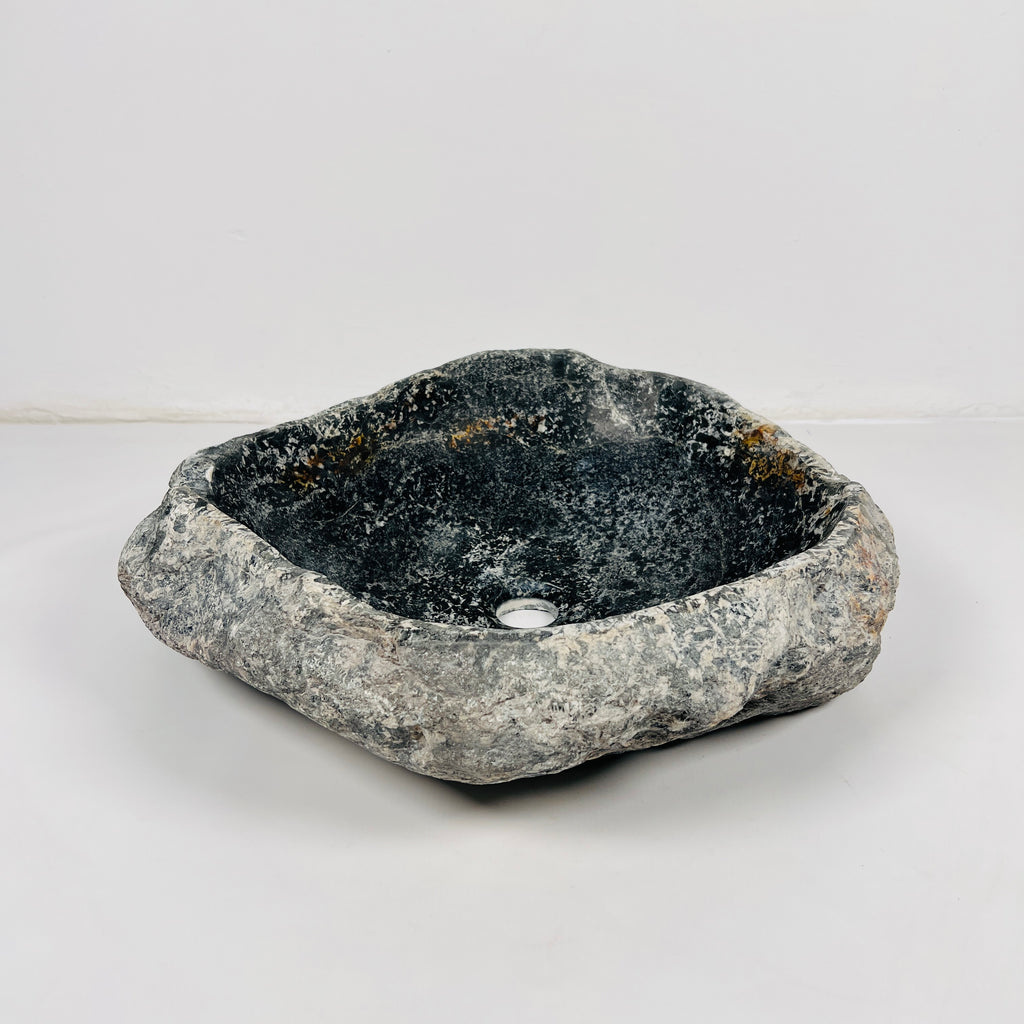 Black Glazed River Stone Sink