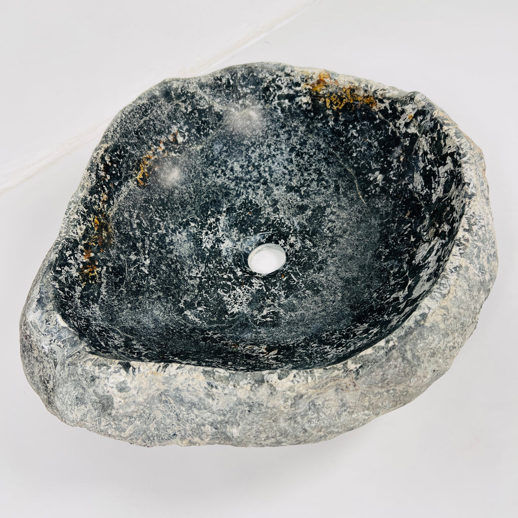 Black Glazed River Stone Sink