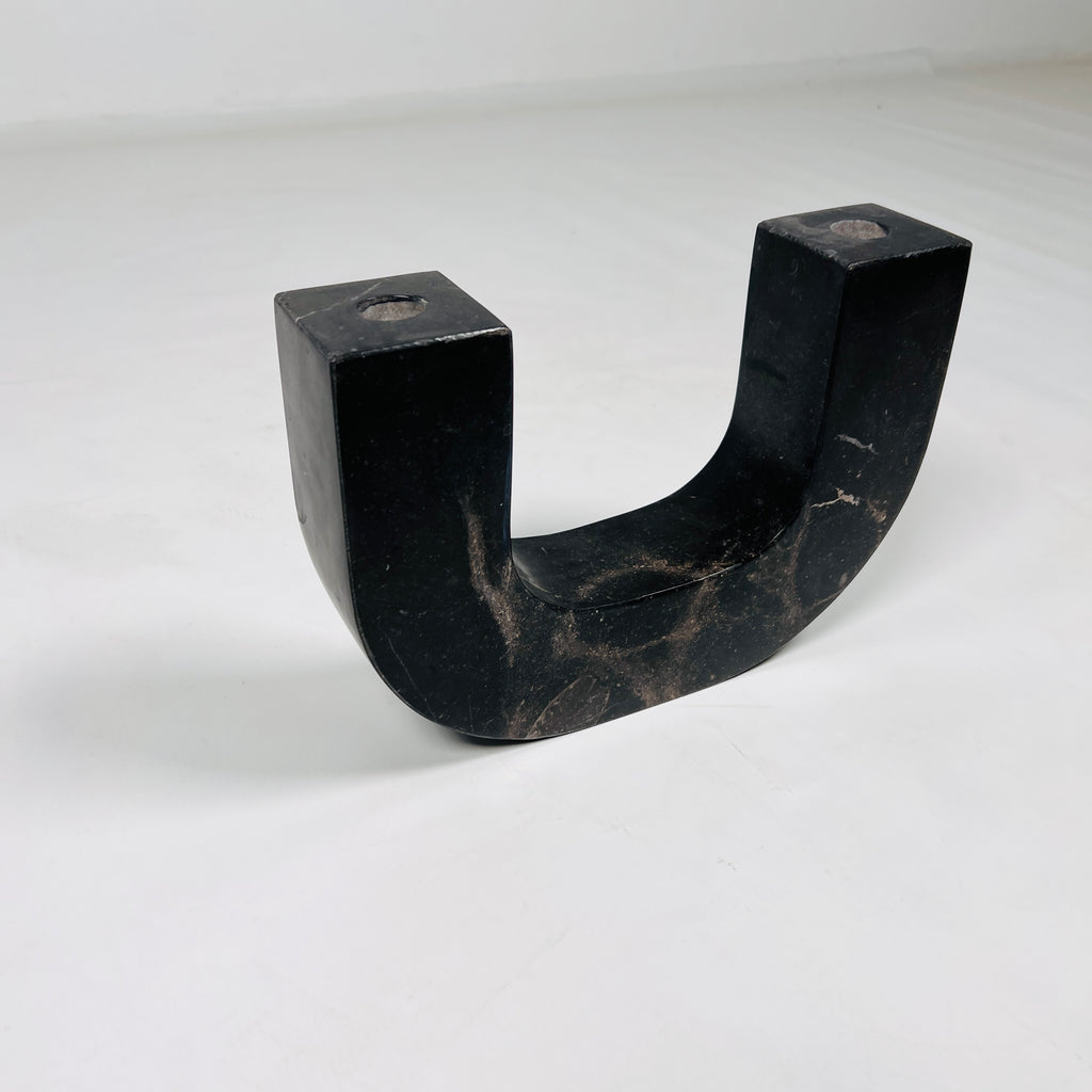 U-Shaped Black Marble Candle Stand